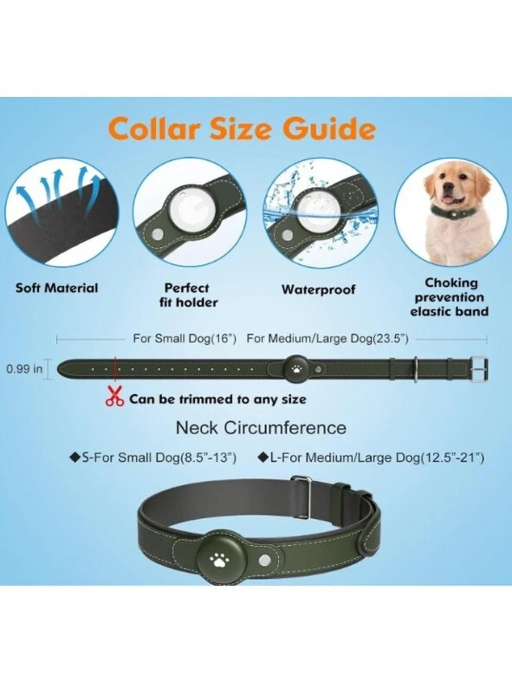 GPS Tracker for Dogs- Real-Time Pet Location Collar, Waterproof, No Subscription